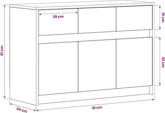 TV-Ständer Eiche M91xP34xH61cm