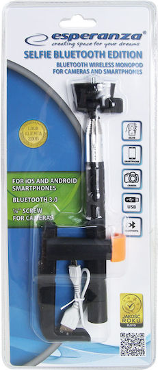 Esperanza EMM115 Selfie Stick με Bluetooth Μαύρο EMM115
