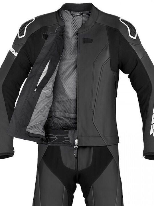 Spidi Pentru bărbați Costum de călărie din piele pentru motociclete Negru