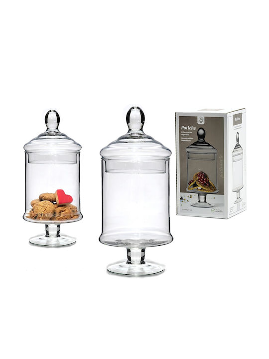 General Trade Glass Sweet Jar with Lid Transparent 13x13x29cm