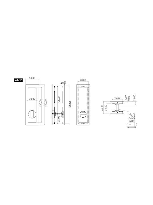 Convex Σειρά 1507zsaf-s19s19 Χούφτα Πόρτας Μαύρη 50mm 1507ZSAF-S19S19
