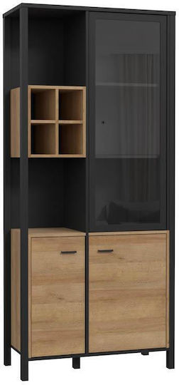 Κρεμαστή Βιτρίνα από Μέταλλο με Τζάμι Riviera Oak 87x40x194cm 819-226-028
