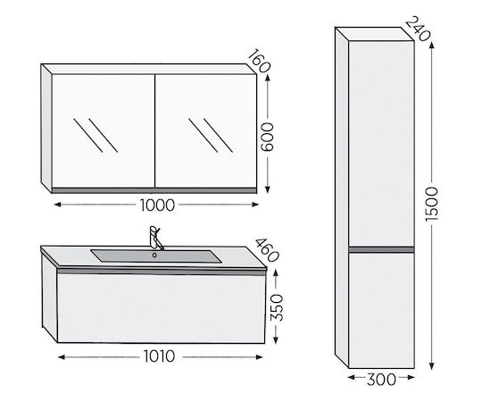 Furnibath Баня Маси със Смесител и Огледало Орех
