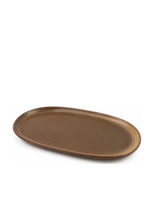 Yuk Platou de Servire Oval din Porțelan Gri 36x22buc 1buc Yuk Platou de Servire Oval din Porțelan Gri 36x22buc 1buc