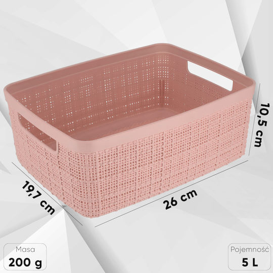 Кошница от юта S 5л 27x20x11см Розова