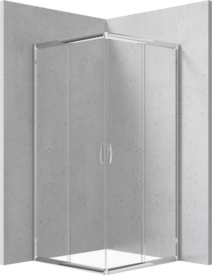 Deante Kabine für Dusche mit Schieben Tür 80x80x185cm Klarglas Chrom