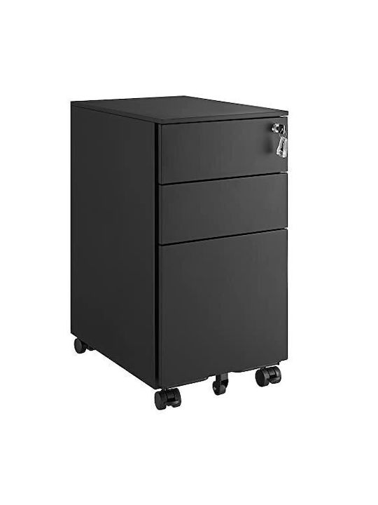 Schublade Büro mit Rollen & Schloss Black 30x45x60cm