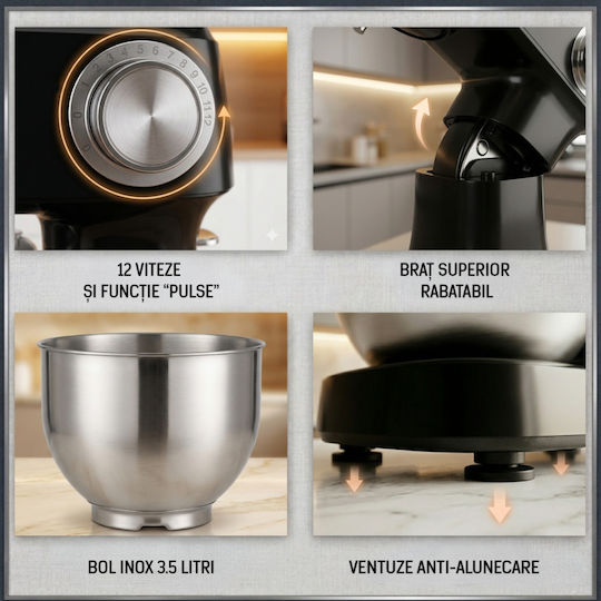 Heinner Planetary Κουζινομηχανή 600W με Ανοξείδωτο Κάδο 3.5lt