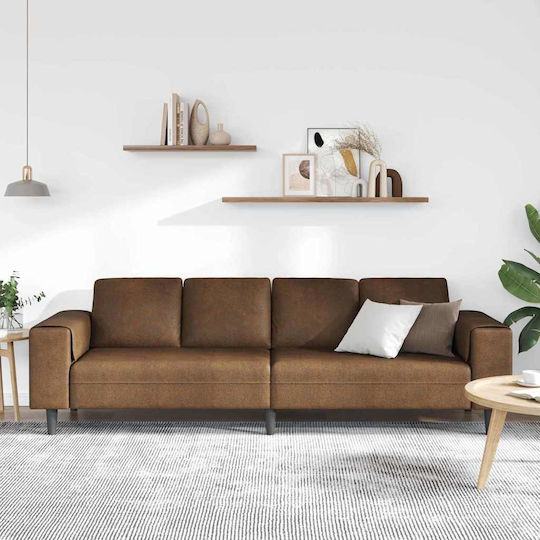 Corner Couch Artificial Leather Brown 250x77x76cm