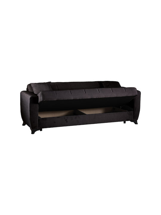 Modesto Canapea Extensibilă Cu Trei Locuri Cu Spațiu De Depozitare Neagră 213x84x86cm