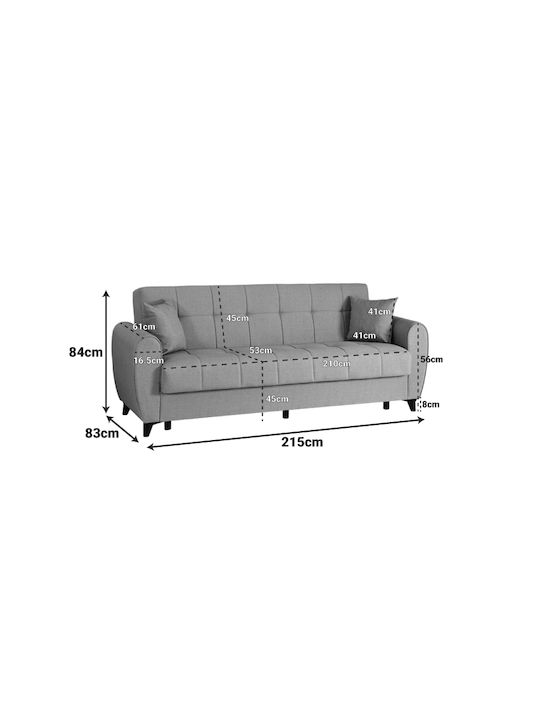 Modesto Canapea Extensibilă Cu Trei Locuri Cu Spațiu De Depozitare Neagră 213x84x86cm
