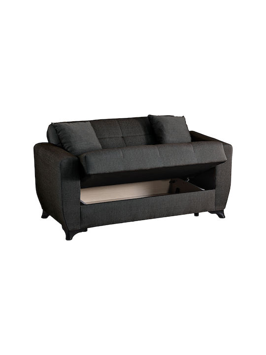 Canapea Cu Două Locuri Pat Cu Spațiu De Depozitare Negru 153x84x86εκ.