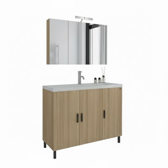 Drop Waschtisch mit Waschbecken & Spiegel mit Licht Beige