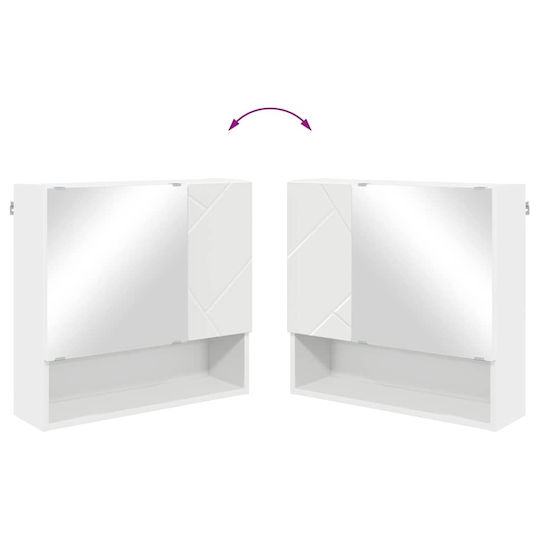 vidaXL Blat cu Lavoar, Oglindă & Coloană L61xW35xH64cm Alb