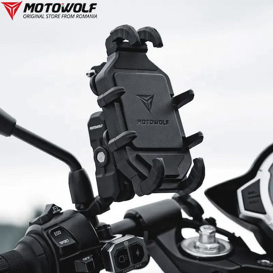 Motowolf Mdl2827d Βάση Κινητού Μοτοσυκλέτας Ρυθμιζόμενο Βραχίονα Τιμόνι Μαύρη