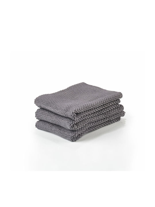 Zone Denmark Towel from 100% Cotton in Gray Color 27x27cm 3pcs