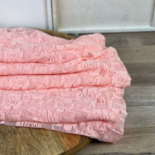 Fabric Soft Lace Romantic 1.5x3m Salmon