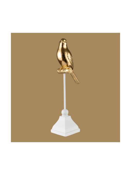 Polyester Bird Gold Base White 9x7x26