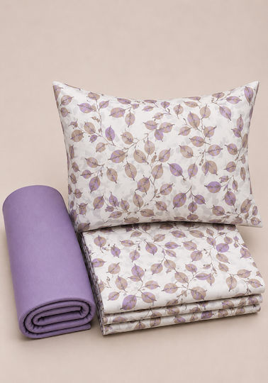 Comfort Kinderbettlaken Set Baumwoll Lila 270x165cm 3 Stück