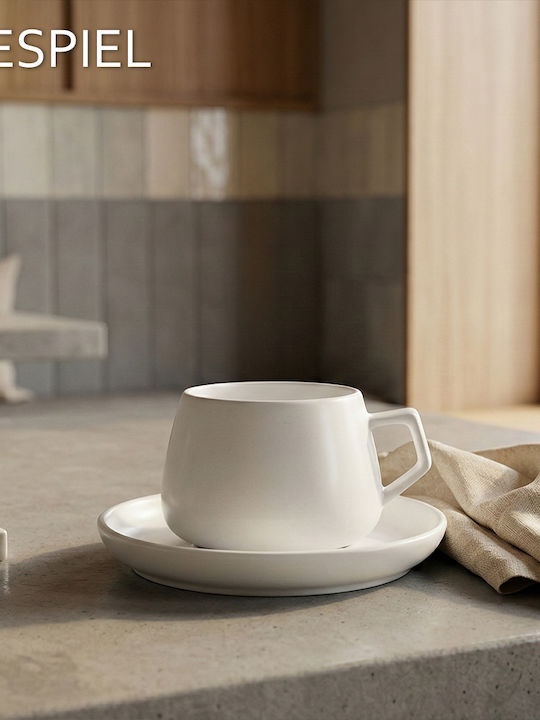 Espiel Set Cappuccino Cups Porcelain White 220ml 6 Pieces