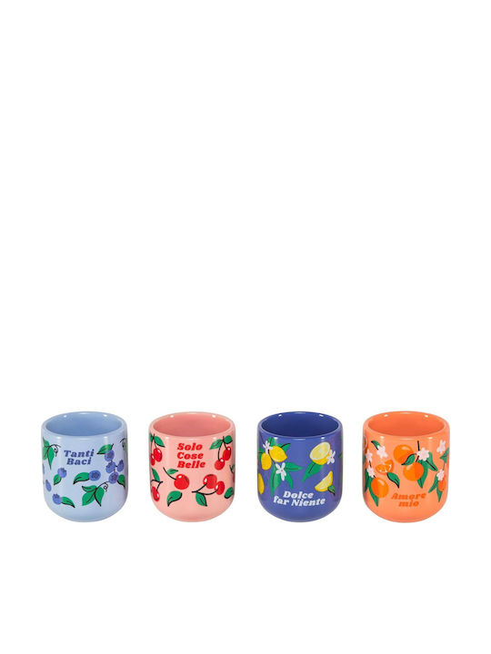 Bialetti Set Coffee Cups Porcelain Multicolour 4 Pieces