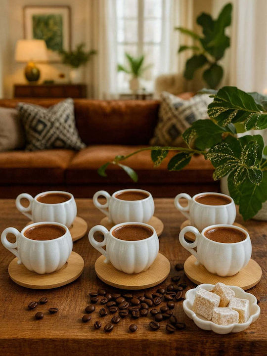SteweHome Set Of Brown Coffee Cups Made Of Brown Porcelain 90ml 12 Pieces
