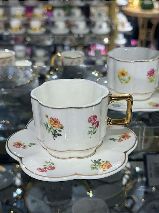 SteweHome Set Of Brown Coffee Cups Made Of Brown Porcelain 80ml 2 Pieces