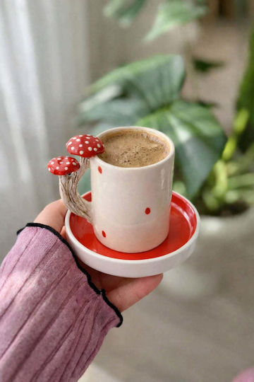 SteweHome Set Of Brown Ceramic Coffee Cups Brown 80ml 4 Pieces