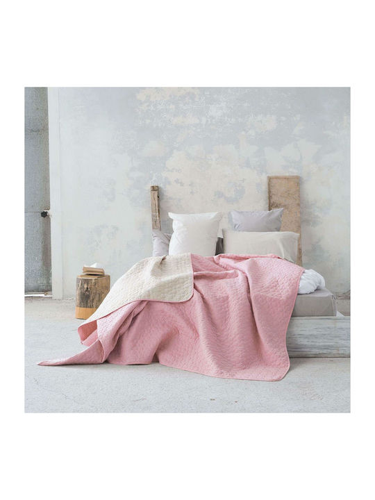 Nima Cerchio Coverlet Queen Size Cotton Rouge Pink-Linen 220x240cm