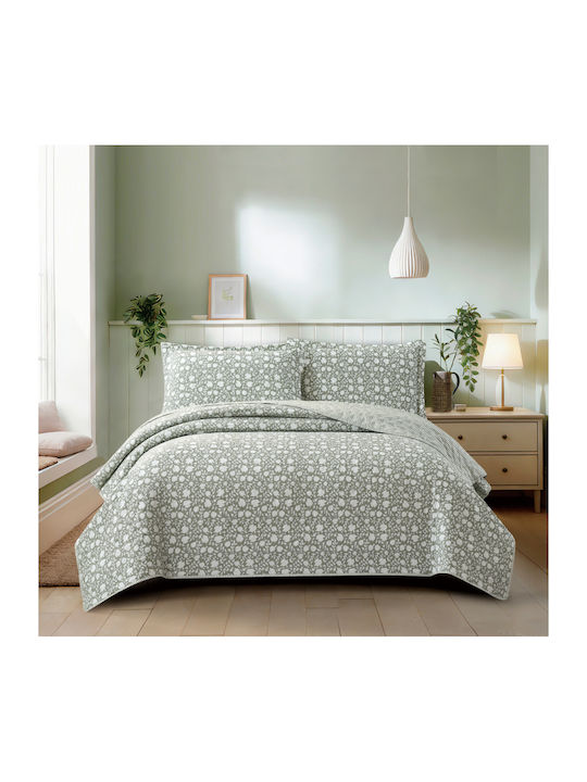 Liolios Home Coverlet Set Super King Green 220x240cm 3 Pieces