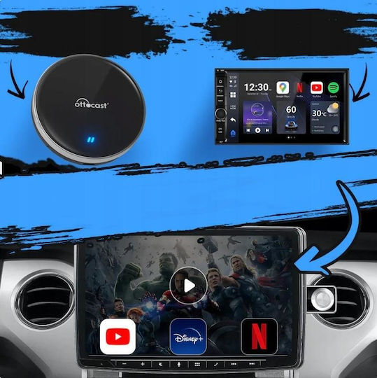 Ottocast Безжичен Адаптер За Carplay Android Auto Ottoaibox P3 Lite Apple Iphone Android Серия Черен
