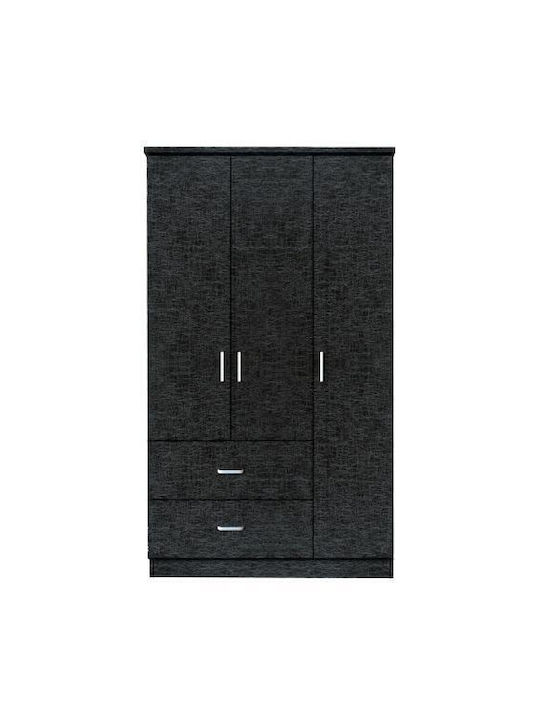 Triple Door Wardrobe Fritillaria Black Velvet-Black Metal 89x42x181cm