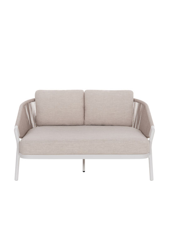Bench Outdoor Metal White with Pillows 157x149x80cm
