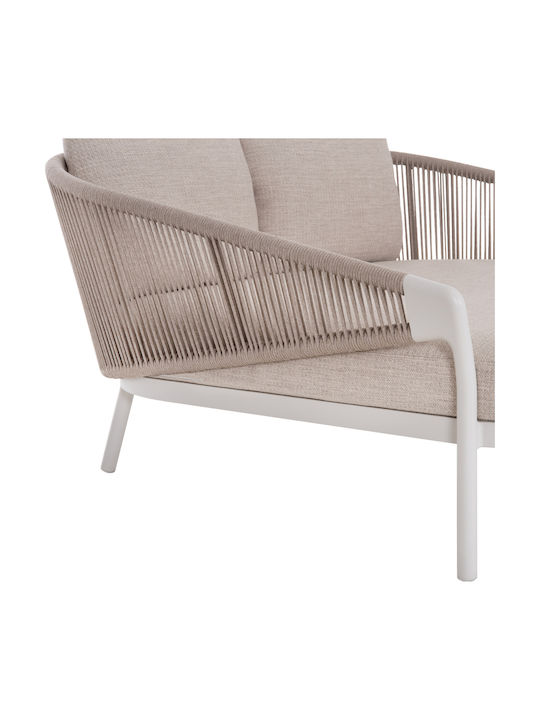 Bench Outdoor Metal White with Pillows 157x149x80cm