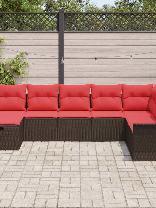 Γωνιακός Καναπές Εξωτερικού Χώρου Rattan με Μαξιλάρια