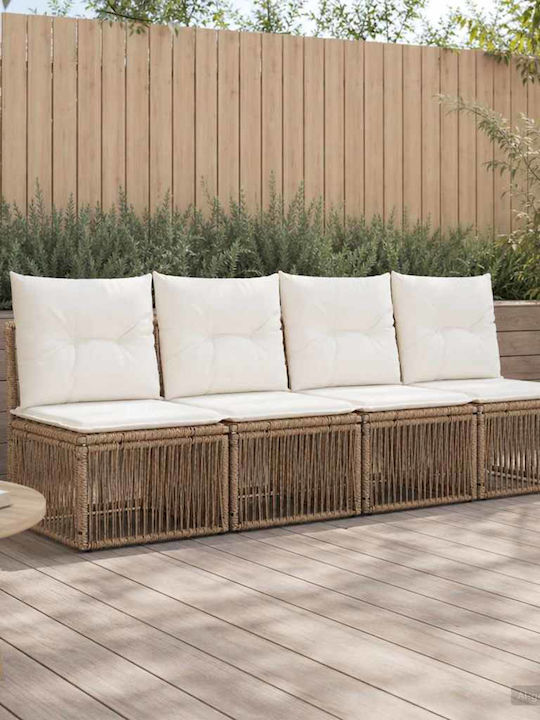 Τετραθέσιος Καναπές Εξωτερικού Χώρου Rattan με Μαξιλάρια 220x62x70cm