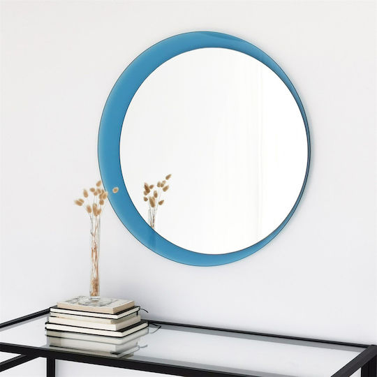 SteweHome Στρογγυλός Καθρέπτης Μπάνιου 65x65cm Μπλε