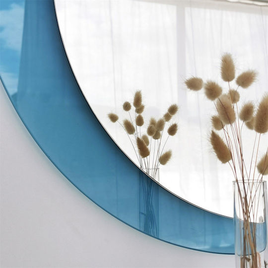 SteweHome Στρογγυλός Καθρέπτης Μπάνιου 65x65cm Μπλε