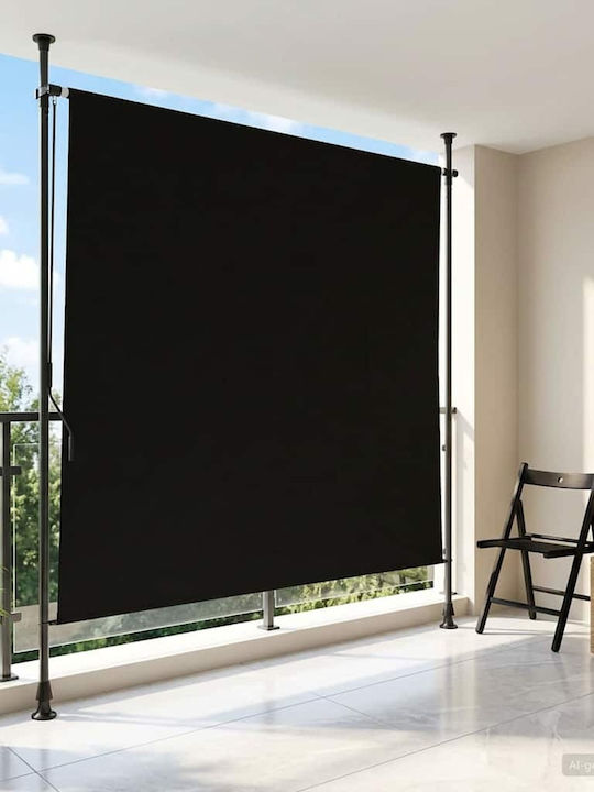 vidaXL Πλαϊνή Τέντα Βεράντας με Led Μαύρη 1.5x2.7m