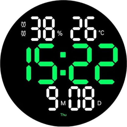 Led Часовник На Стена Дигитален Пластмасов Черен