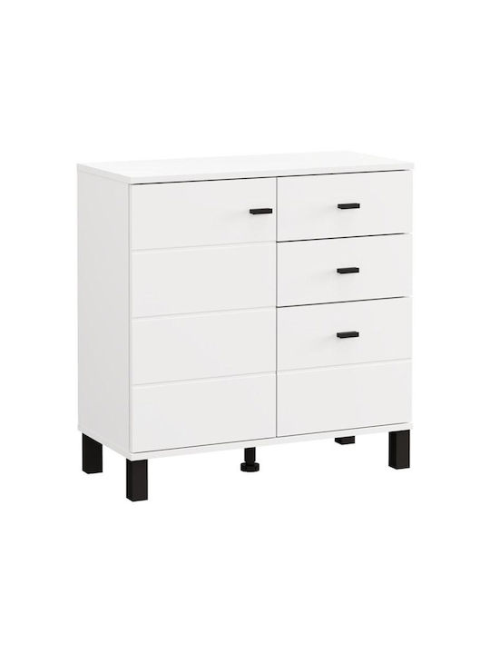 Μπουφές Ξύλινος με Συρτάρια Λευκό 77x35x78cm