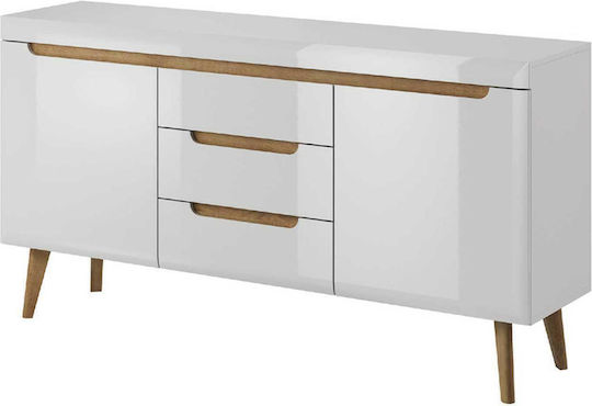 LH Home Furniture Μπουφές Ξύλινος mit Schubladen Weiß 160x40x83cm