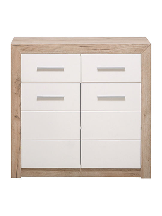Sideboard Etna Wooden with Drawers Grey Oak / White Lacquer 93x35x90.5cm