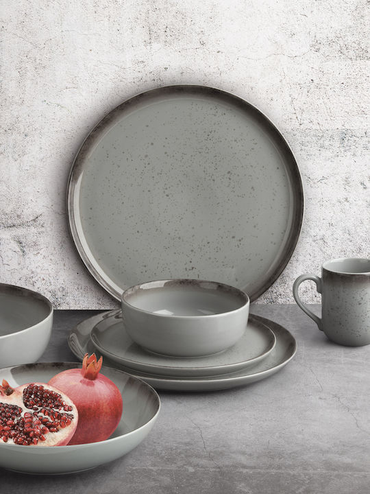 Ionia Soup Plate Ceramic Grey with Diameter 20cm