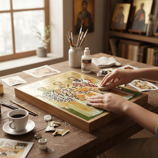 Ριζόχαρτο Decoupage A3 Άγιος Εμμανουήλ Σφακιανός Αγίοι Τρεις Ιεράρχες Αγιογραφίες