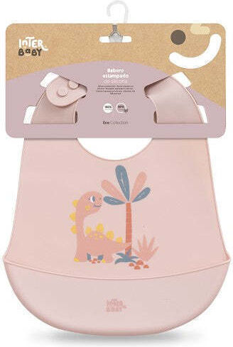 Interbaby Αδιάβροχη Σαλιάρα Σιλικόνης Pink για 6 m+