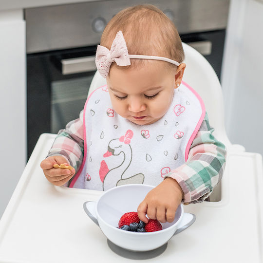 Babyono Waterproof Bib from 100% Cotton with Hoop & Loop Fastener Blue, Blueberry for 9 m+