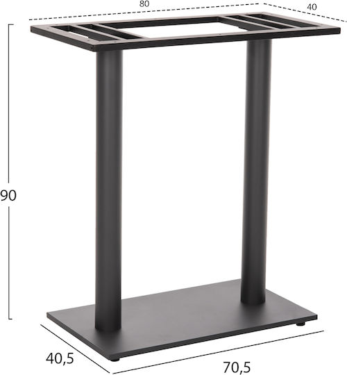 HomeMarkt Bar Table Base made of Metal Matte Grey 80x40x90cm
