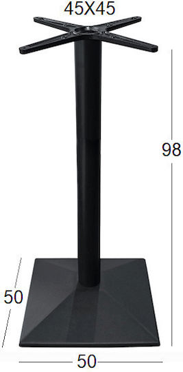 Zita Plus Lima Stand de masă din Metal cu Regulator Metal 50x50x98cm