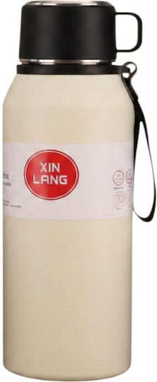 Thermos Bottle Stainless Steel / Plastic 1 L White with Handle